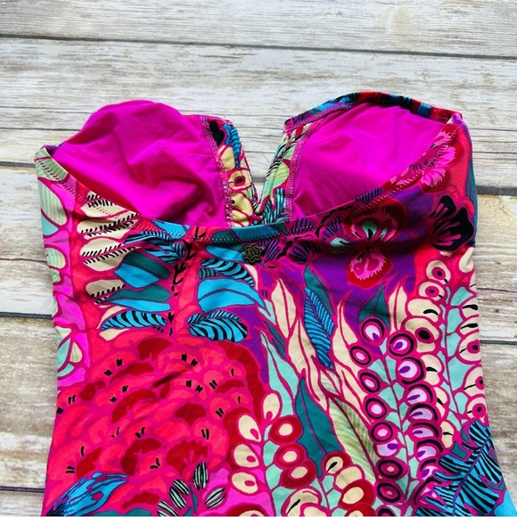 Nanette Strapless Pink Floral Swimsuit S - Picture 3 of 8
